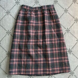Vintage Plaid Wool Lady Halrin Pencil Skirt